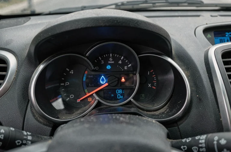 Voyant goutte d'eau allumé sur le tableau de bord d'une Renault Clio 3
